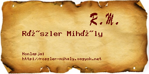 Röszler Mihály névjegykártya